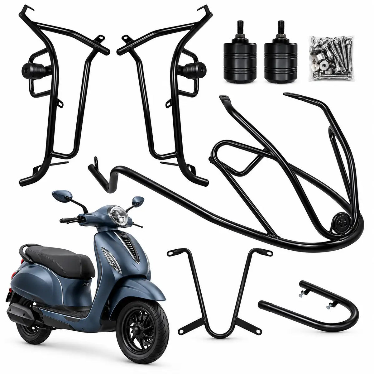 Chetak 3501, 3502, 3503 Crash Guard with Frame Slider – Complete Protection Kit | ZombieEast