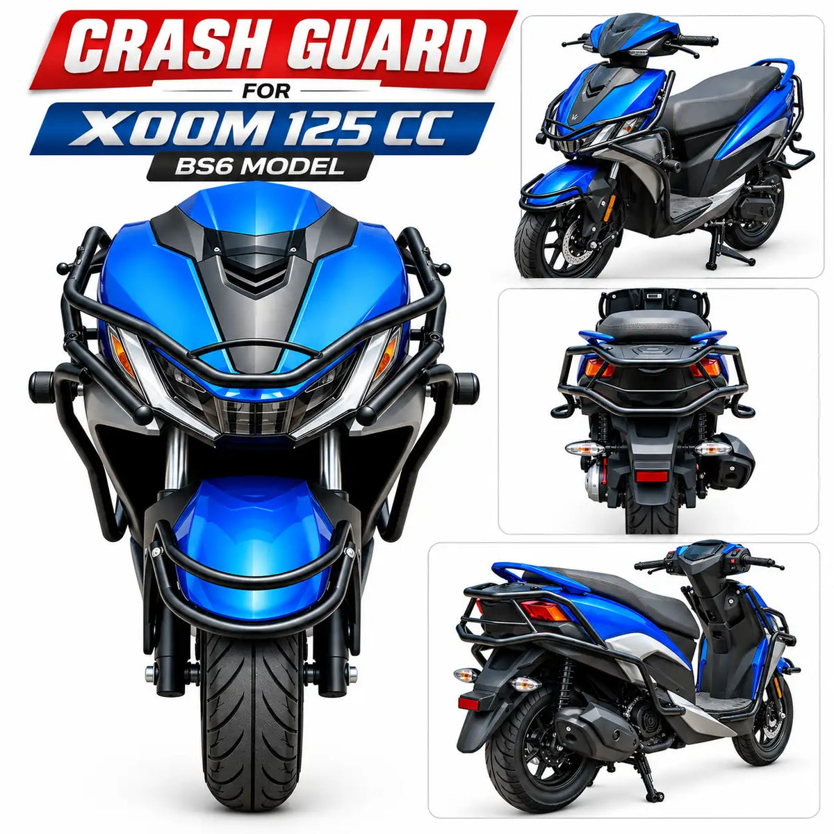 Hero Xoom 125 BS6 Crash Guard – Complete Front, Side & Rear Protection Kit | ZombieEast