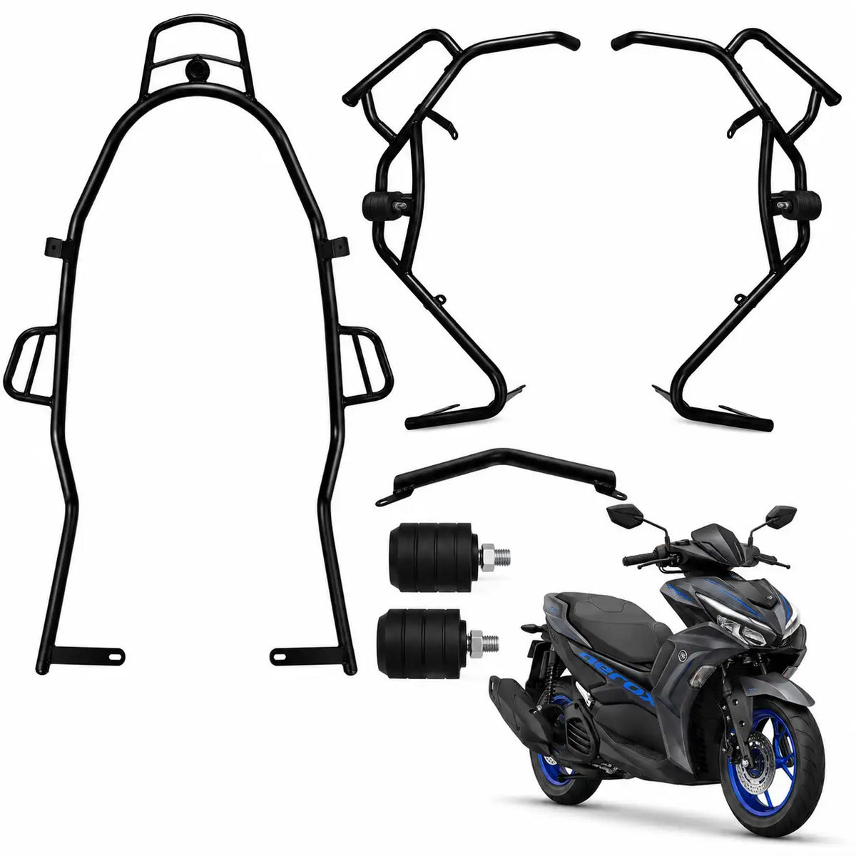 Yamaha Aerox 155 BS6 Crash Guard – Complete Front & Side Protection Kit with Frame Sliders | ZombieEast