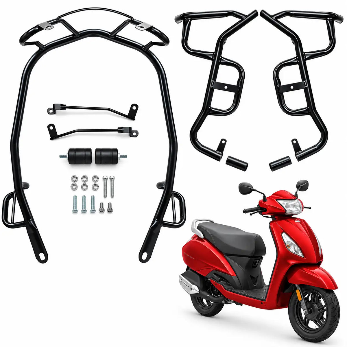 TVS Jupiter 110 BS6 Crash Guard – Complete Front & Side Protection Kit with Sliders | ZombieEast