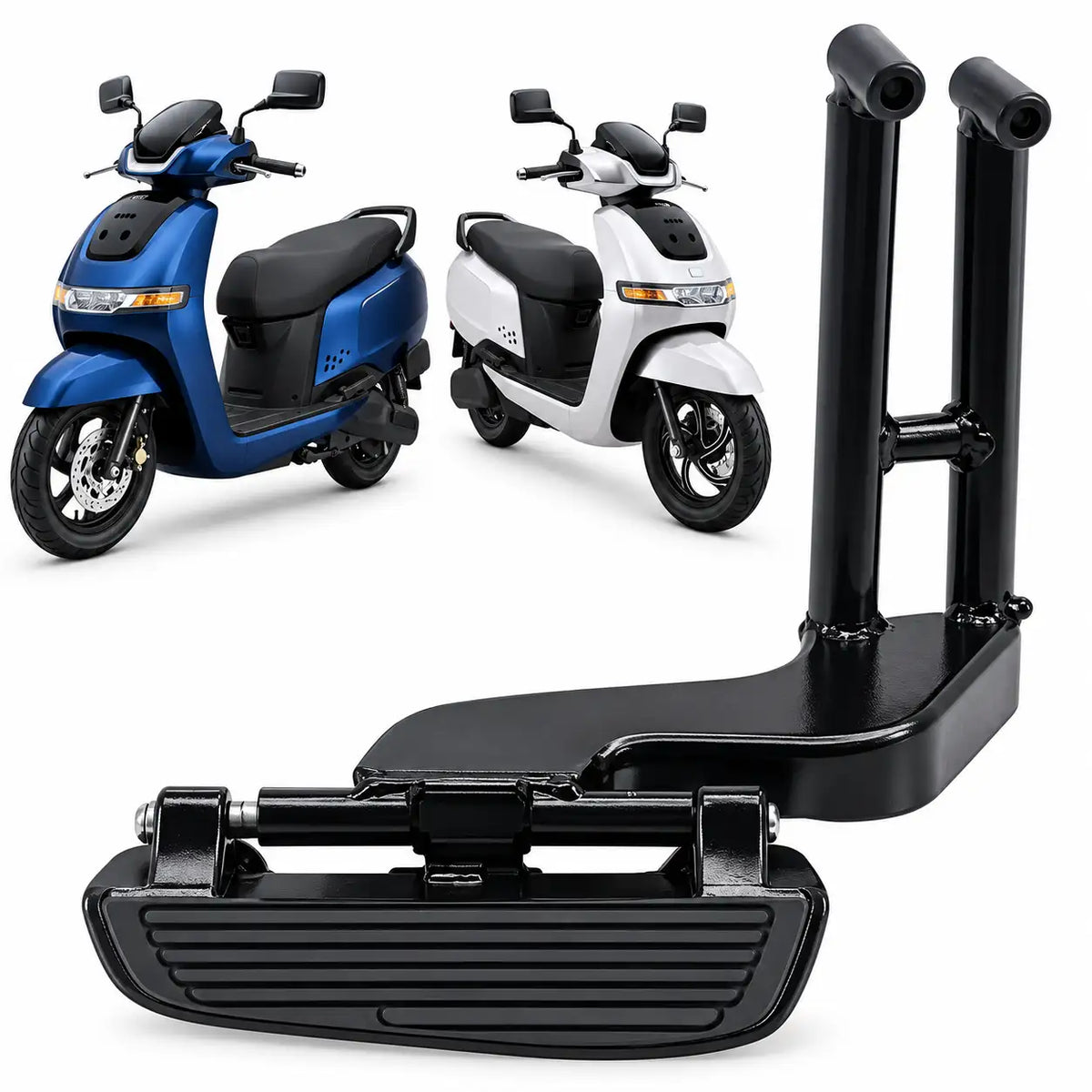 TVS iQube Footrest Stand – Rear Passenger Foldable Footrest Assembly Black | ZombieEast
