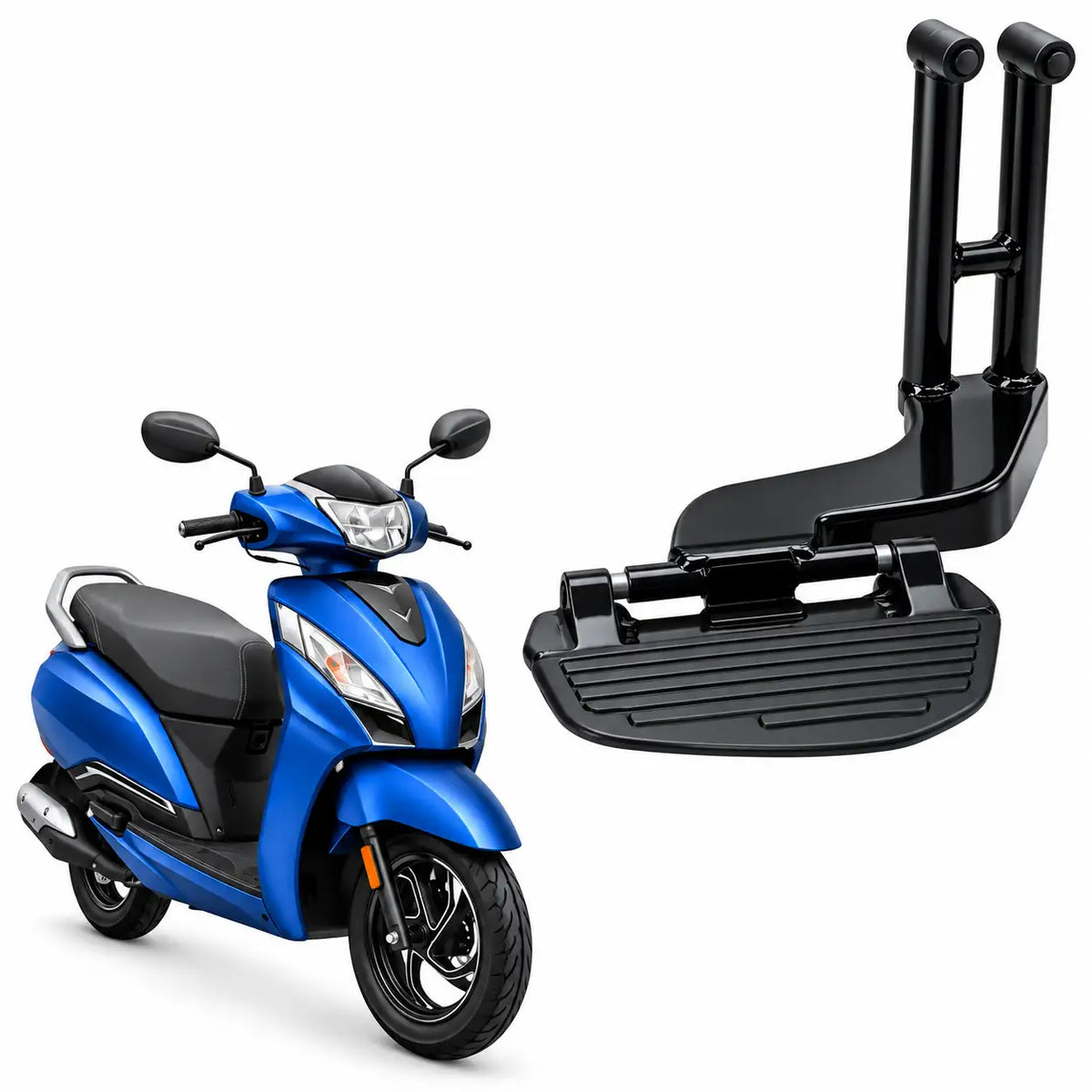 TVS Jupiter 125 Footrest Stand – Rear Passenger Foldable Footrest Assembly Black | ZombieEast